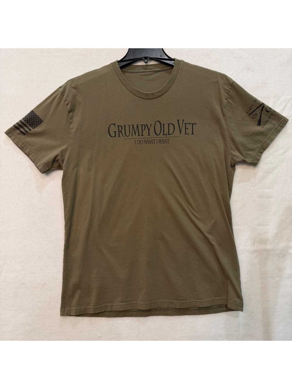 Grunt Style T-Shirt Size XL Grumpy Old Vet I Do What I Want Green Tee